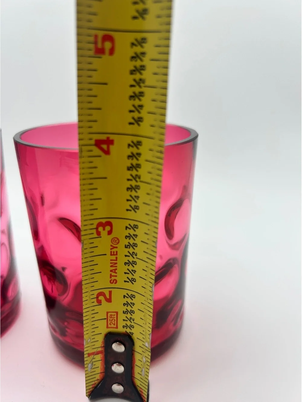 Pair of Thumbprint/Coindot Small Cranberry Glass Tumblers